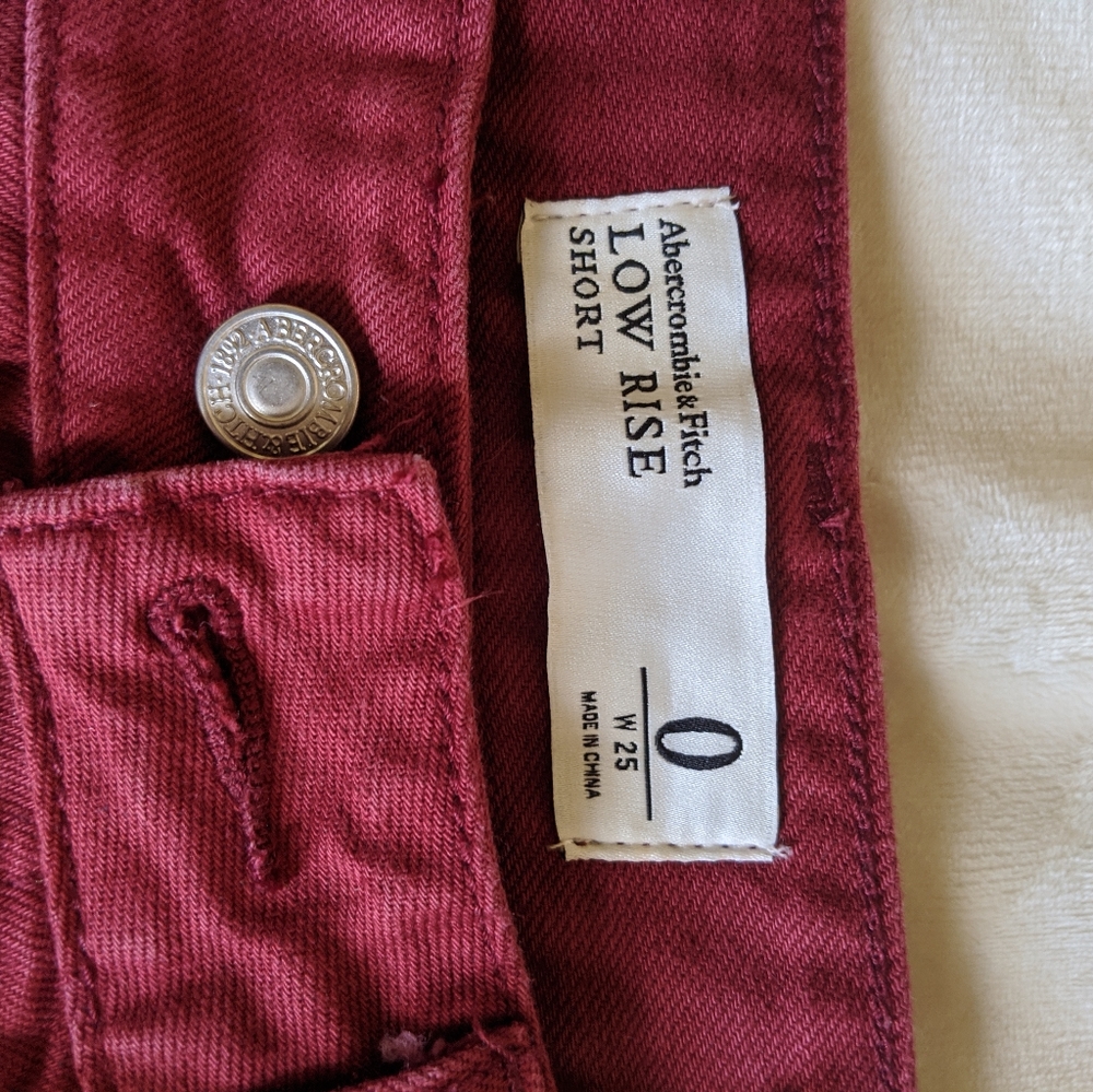 Deep Red Denim Shorts - Picture 2 of 3